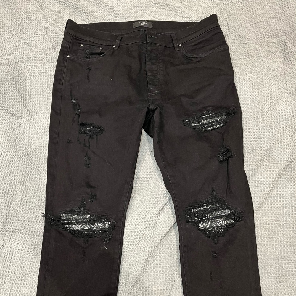 Amiri MX1 Black Bandana Jeans (Sz 38)